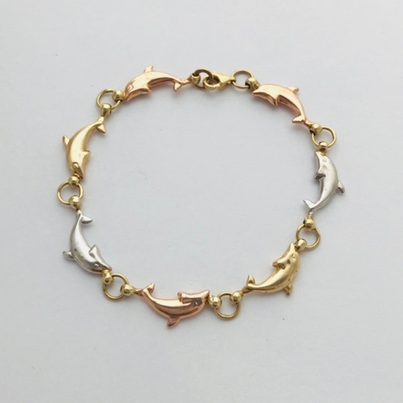 Jewelry - 10kt rose, yellow, & white dolphin bracelet